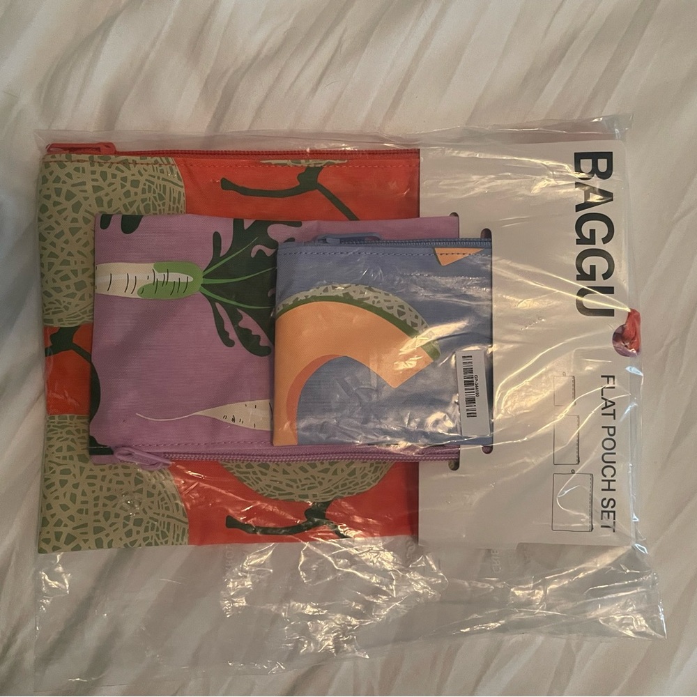 NWT BAGGU Flat Pouch Set - Japanese Produce